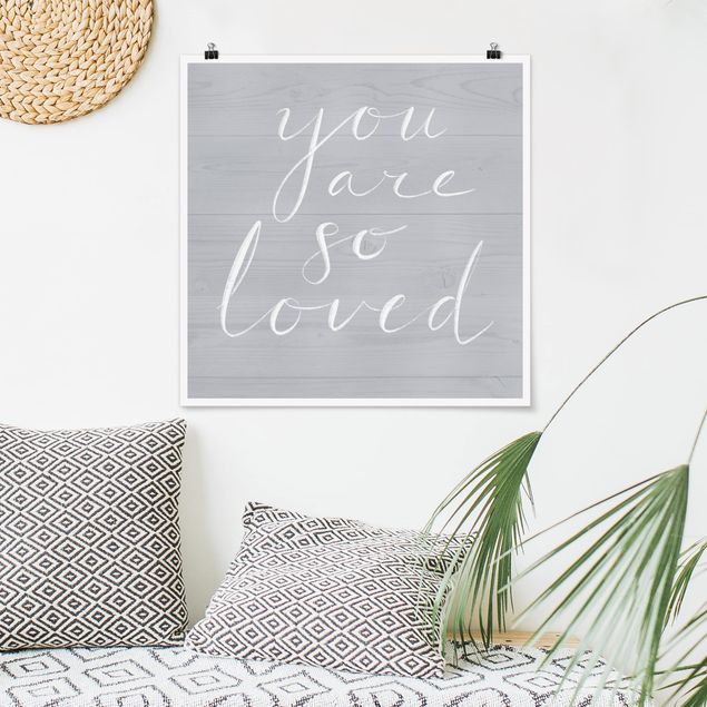 Posters Wooden Wall Gray - Loved