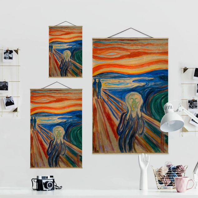 Stoffen schilderij met posterlijst Edvard Munch - The Scream