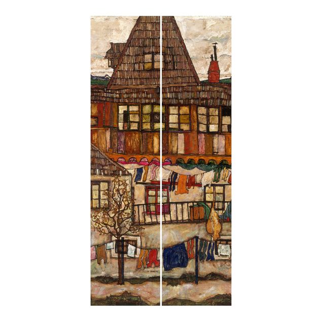 Schuifgordijnen Egon Schiele - House With Drying Laundry