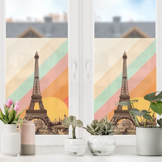 Raamfolie - Eiffel Tower in the Rainbow Sunset