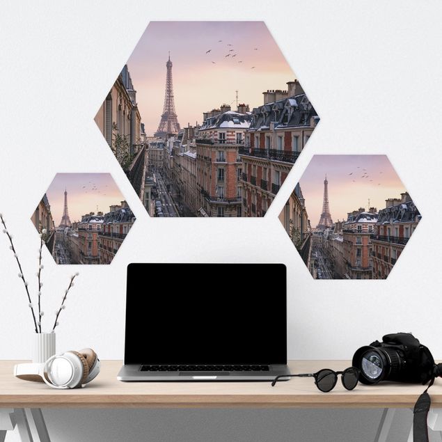 Hexagons Forex schilderijen The Eiffel Tower In The Setting Sun