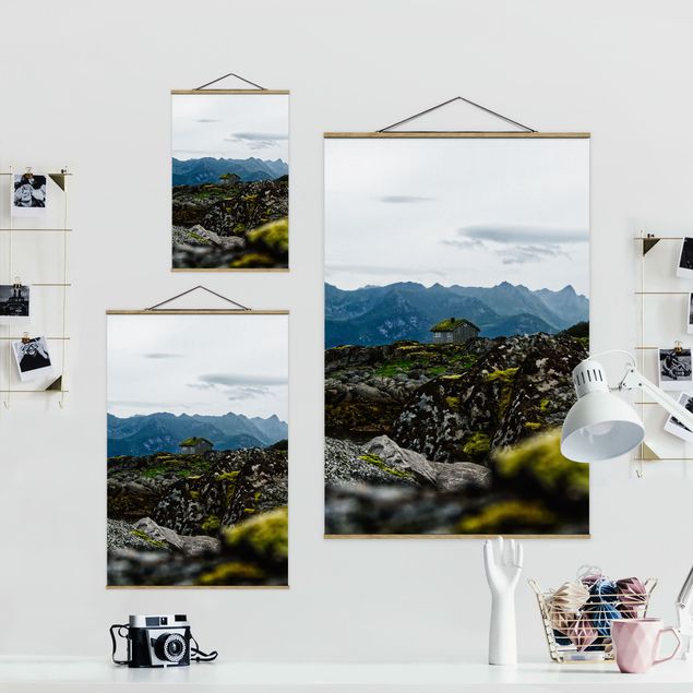 Stoffen schilderij met posterlijst Desolate Hut In Norway