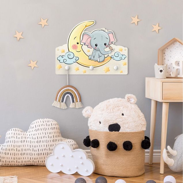 Wandkapstokken voor kinderen Elephant Moon