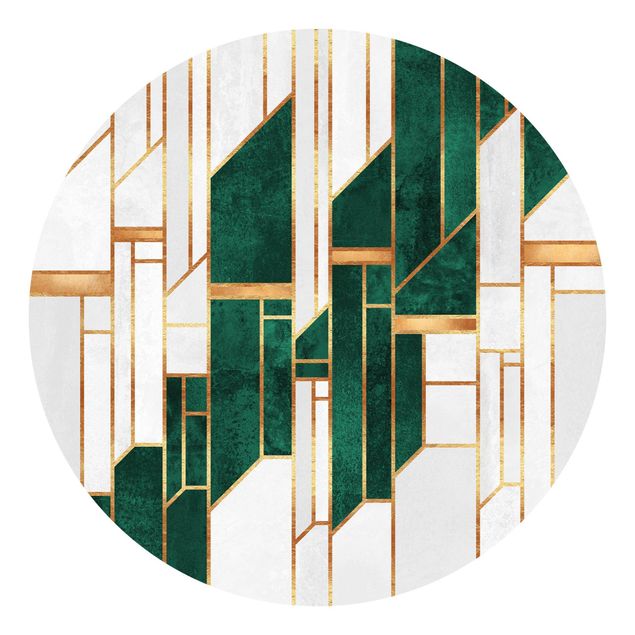 Behangcirkel Emerald And gold Geometry