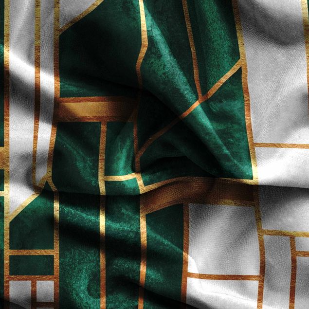 gordijn patroon Emerald And gold Geometry