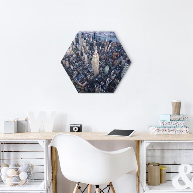 Hexagons Aluminium Dibond schilderijen Empire State Of Mind