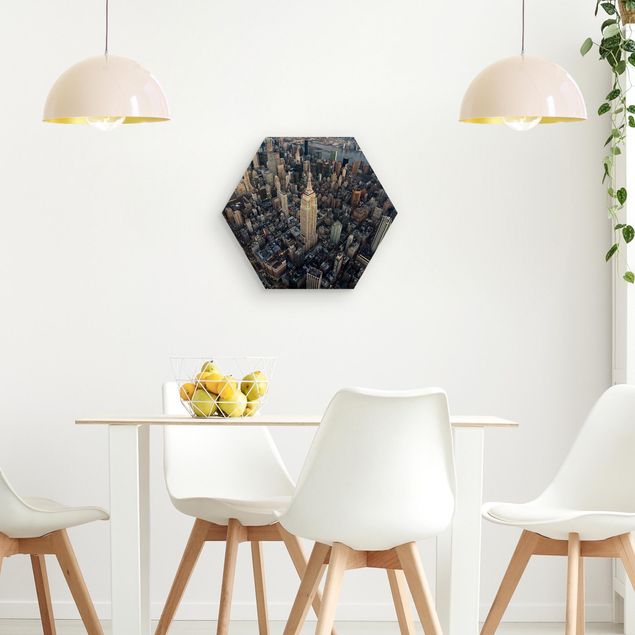 Hexagons houten schilderijen Empire State Of Mind