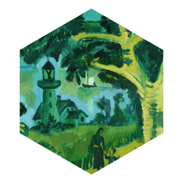 Hexagon Behang Ernst Ludwig Kirchner - Lighthouse Of Fehmarn