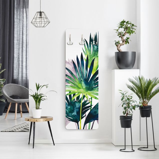 Wandkapstokken houten paneel Exotic Foliage - Fan Palm