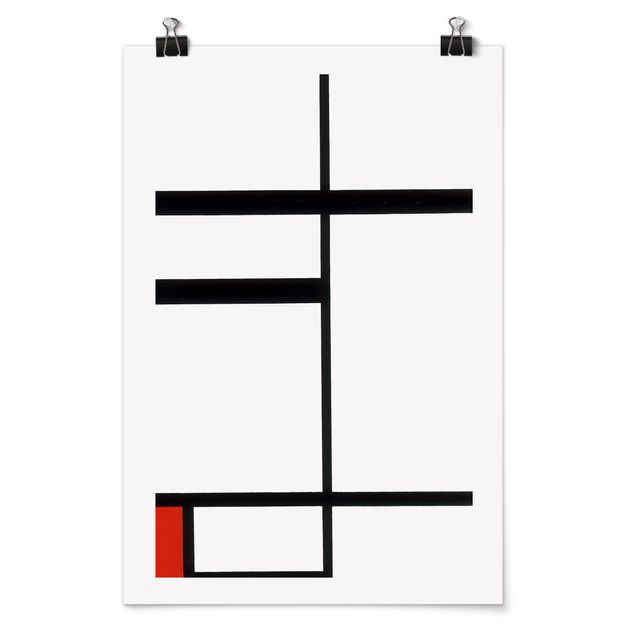 Posters Piet Mondrian - Composition with Red, Black and White