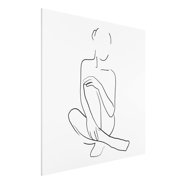 Forex schilderijen Line Art Woman Sitting Black And White
