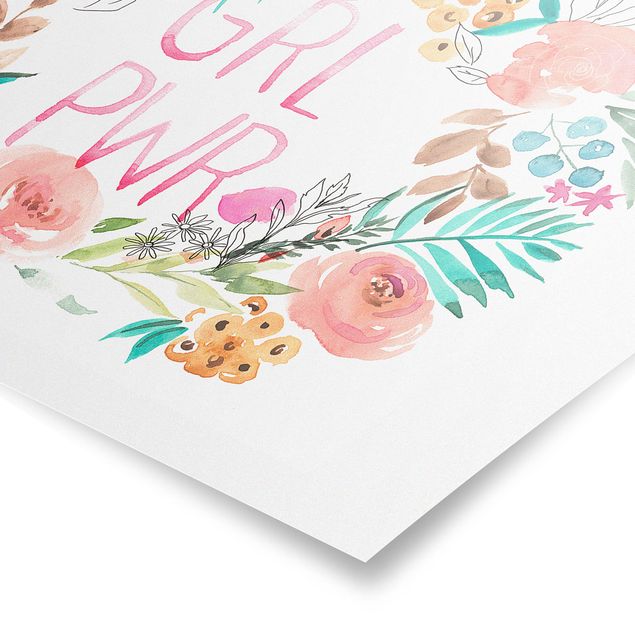 Posters Pink Flowers - Girl Power