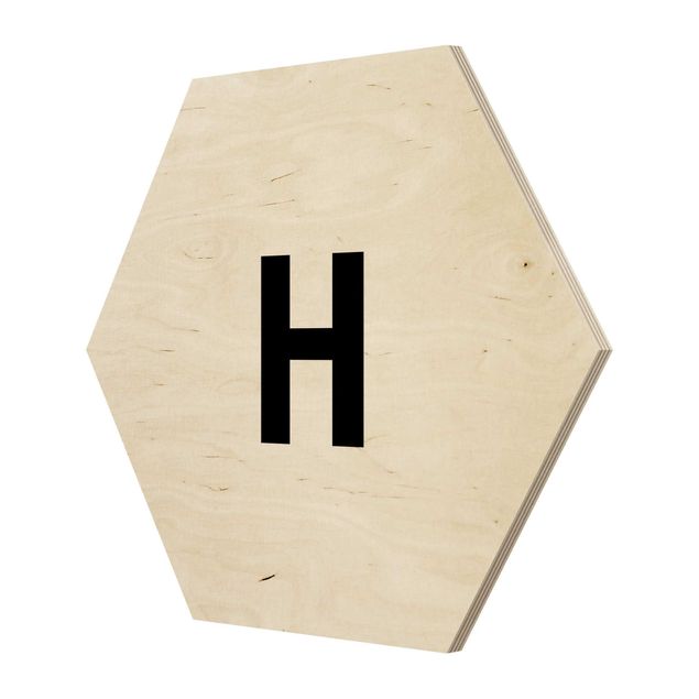 Hexagons houten schilderijen Letter White H