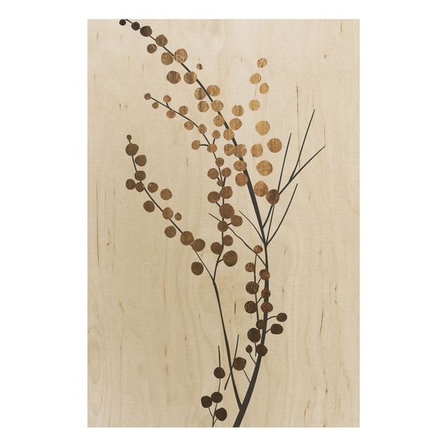 Houten schilderijen Graphical Plant World - Berries Gold