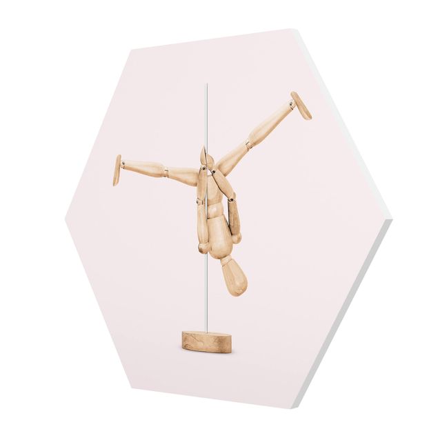 Hexagons Forex schilderijen Pole Dance With Wooden Figure