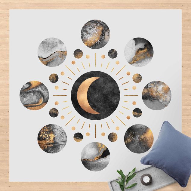 buitenkleed balkon Moon Phases Abstract Gold