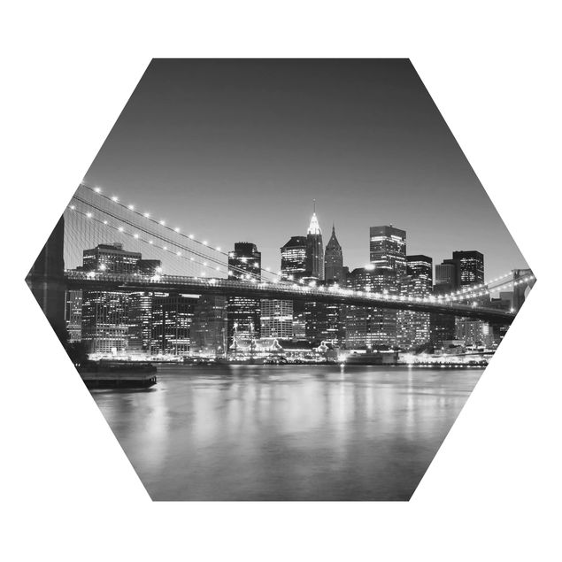 Hexagons Aluminium Dibond schilderijen Brooklyn Bridge in New York II