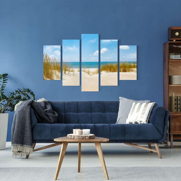 Canvas schilderijen - 5-delig Beach On The North Sea