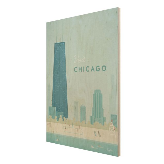Houten schilderijen Travel Poster - Chicago
