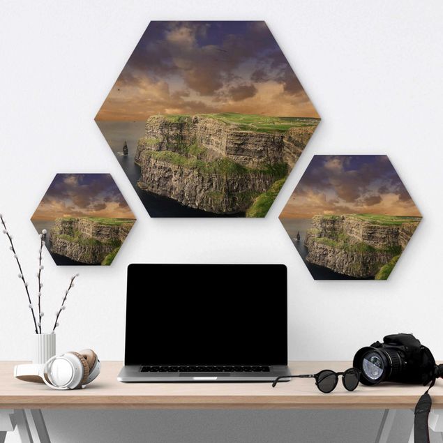 Hexagons houten schilderijen Cliffs Of Moher