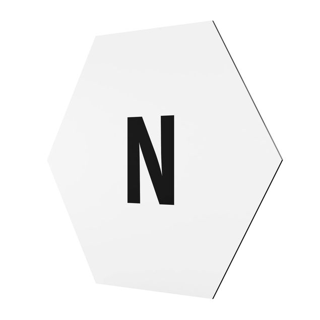 Hexagons Aluminium Dibond schilderijen Letter White N