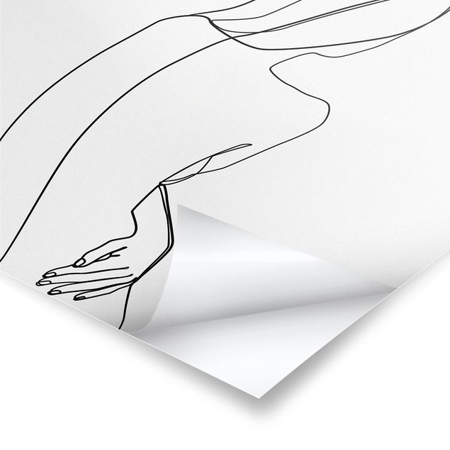 Posters Line Art Back Woman Black And White