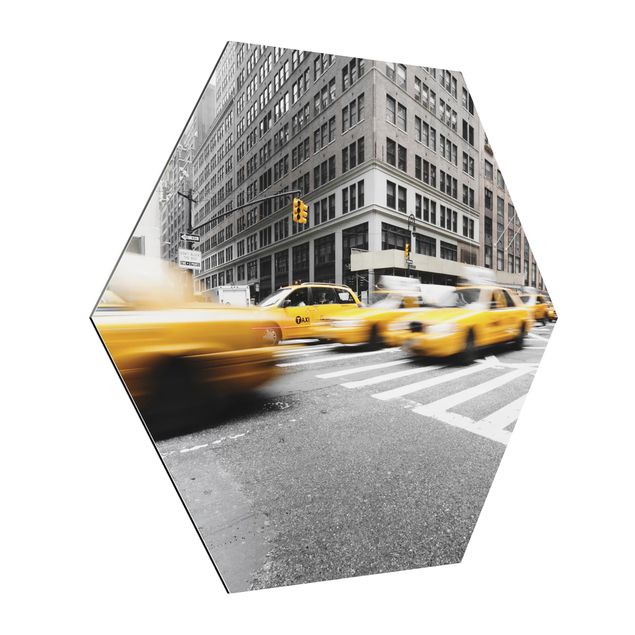 Hexagons Aluminium Dibond schilderijen Bustling New York