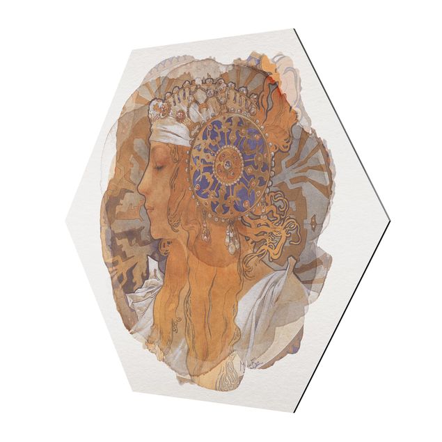 Hexagons Aluminium Dibond schilderijen Watercolour - Loren