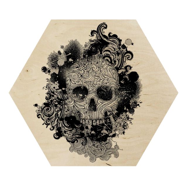 Hexagons houten schilderijen Skull