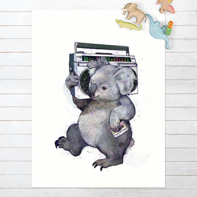 Balkonkleden Illustration Koala With Radio Painting