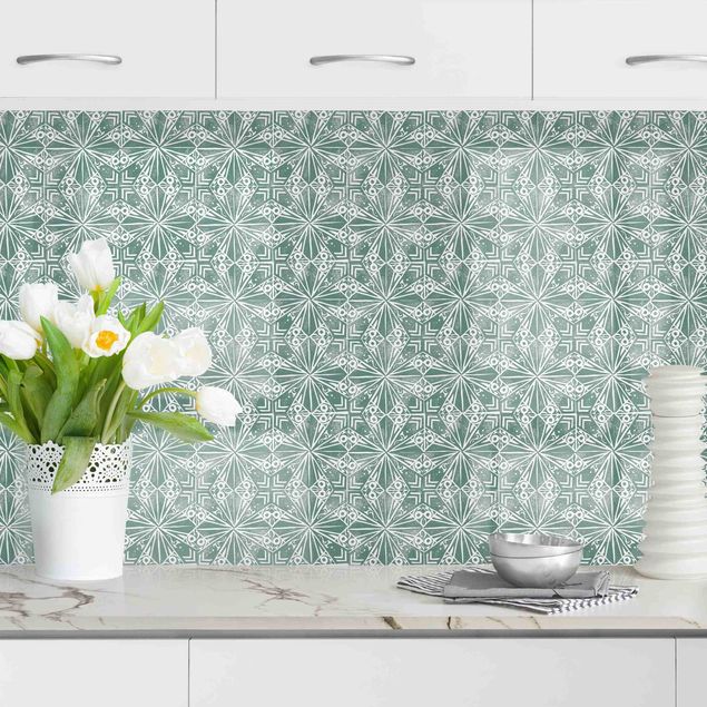 Achterwand voor keuken en zwart en wit Vintage Pattern Geometric Tiles II