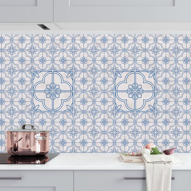 Achterwand voor keuken patroon Lagos Blue