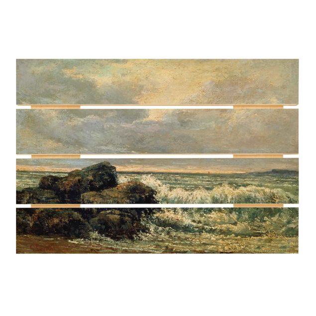 Houten schilderijen op plank Gustave Courbet - The wave