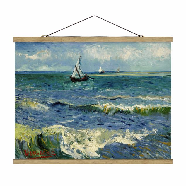 Stoffen schilderij met posterlijst Vincent Van Gogh - Seascape Near Les Saintes-Maries-De-La-Mer