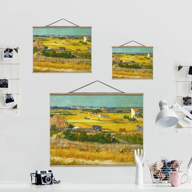 Stoffen schilderij met posterlijst Vincent Van Gogh - The Harvest