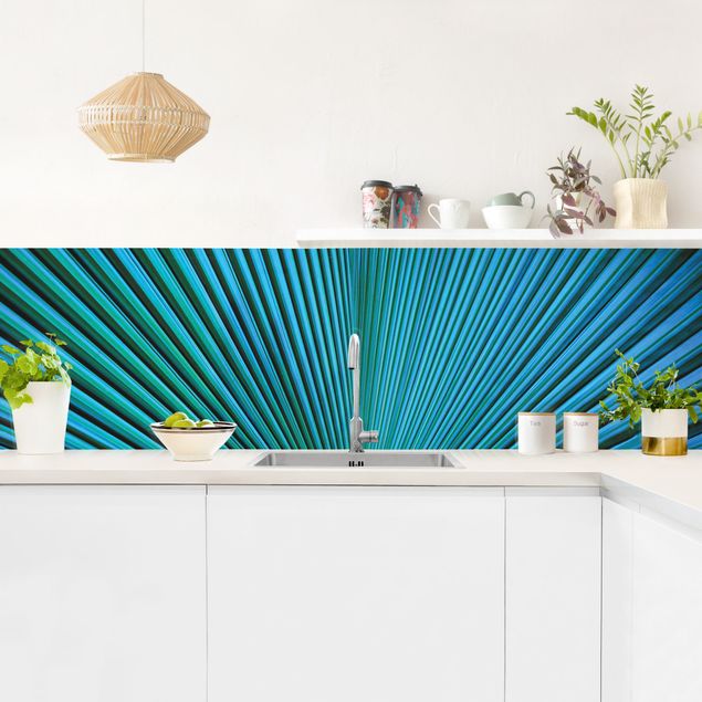 Achterwand voor keuken landschap Tropical Plants Palm Leaf In Turquoise II