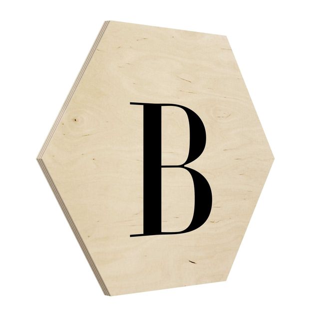 Hexagons houten schilderijen Letter Serif White B