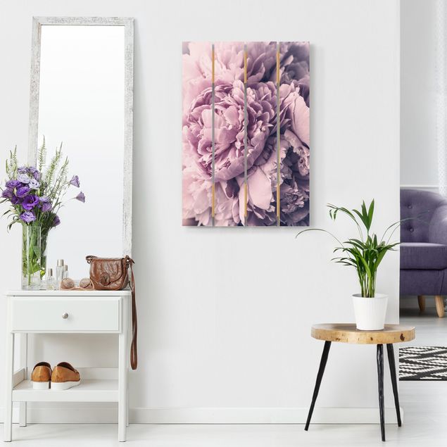 Houten schilderijen op plank Purple Peony Blossoms