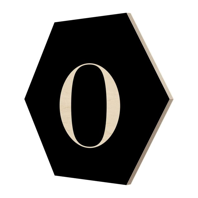 Hexagons houten schilderijen Letter Serif Black O
