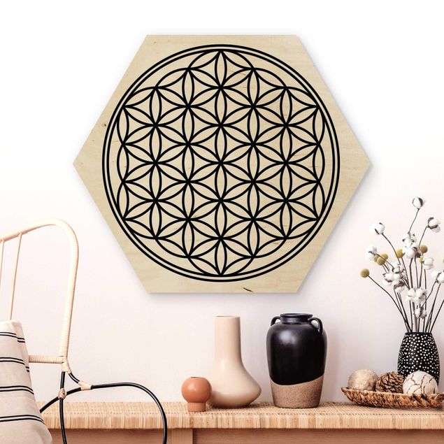 Hexagons houten schilderijen Flower of Life