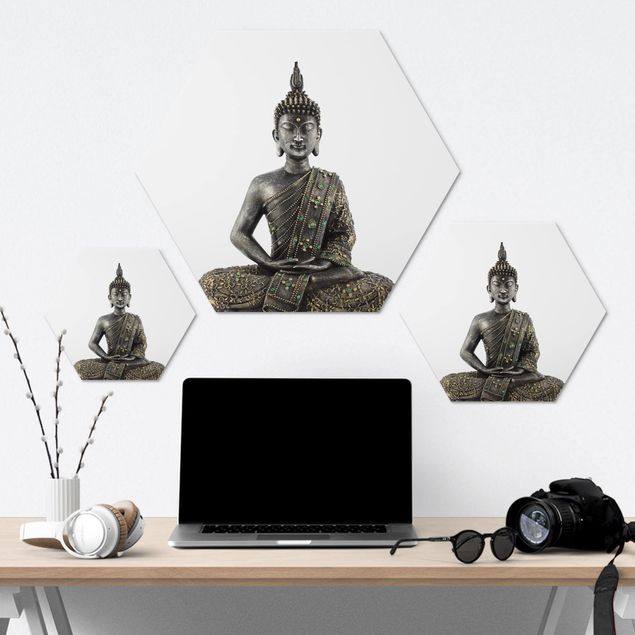 Hexagons Aluminium Dibond schilderijen Zen Stone Buddha