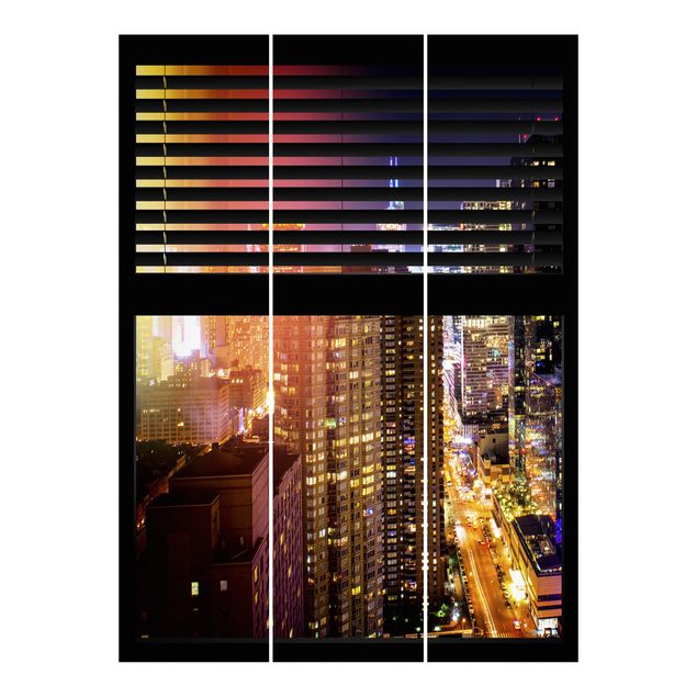 Schuifgordijnen Window View Blinds - Manhattan at night