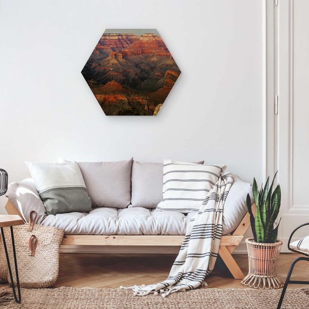 Hexagons houten schilderijen Grand Canyon After Sunset