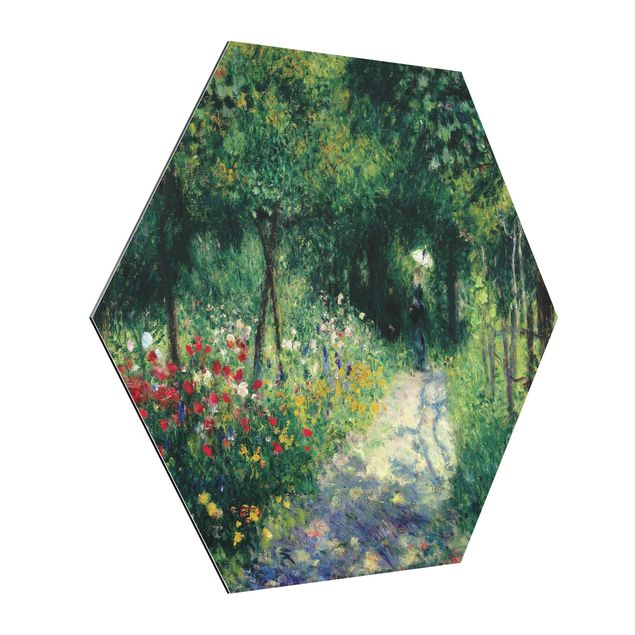 Hexagons Aluminium Dibond schilderijen Auguste Renoir - Women In A Garden