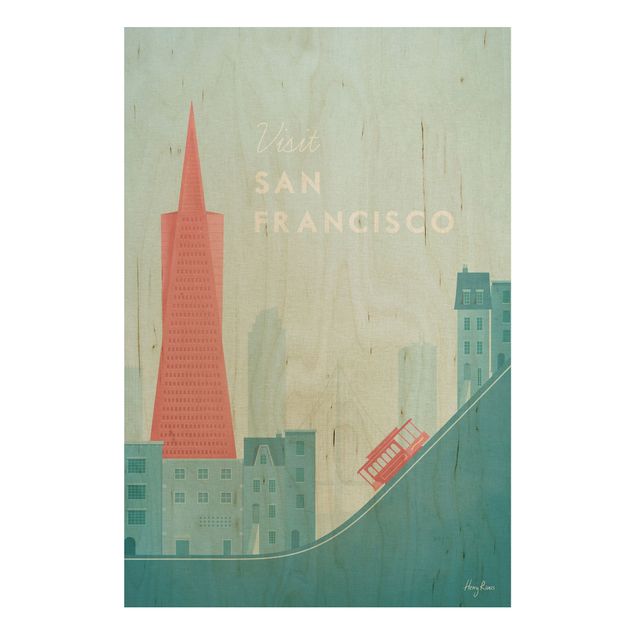 Houten schilderijen Travel Poster - San Francisco