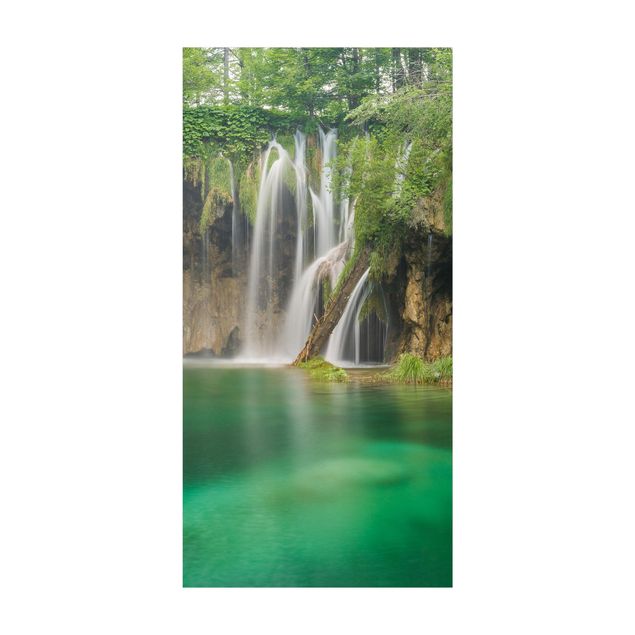 Vloerkleden groen Waterfall Plitvice Lakes