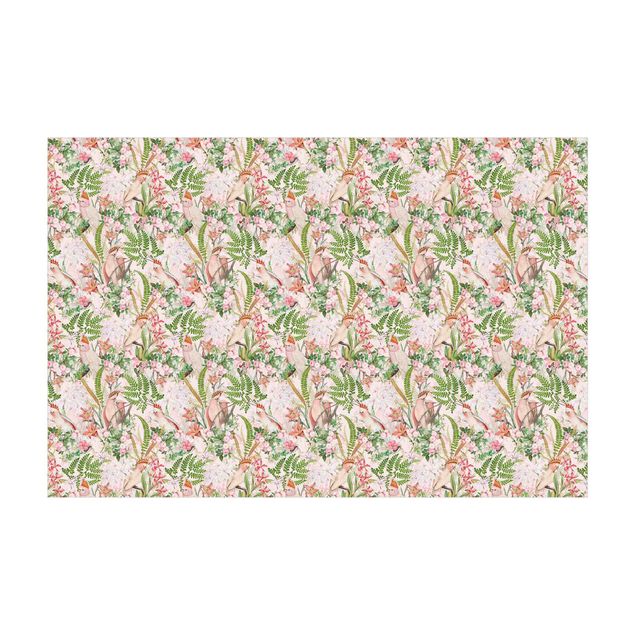 natuur tapijt Pink Cockatoos With Flowers