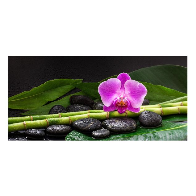 Magneetborden Green Bamboo With Orchid Flower