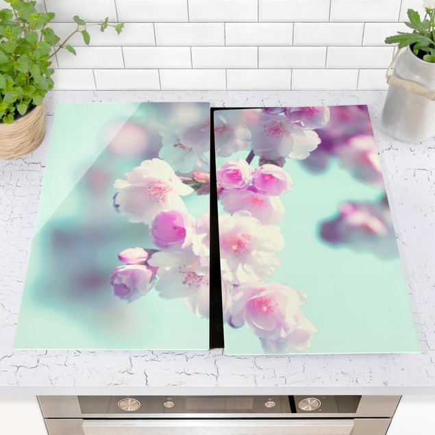 Kookplaat afdekplaten Colourful Cherry Blossoms