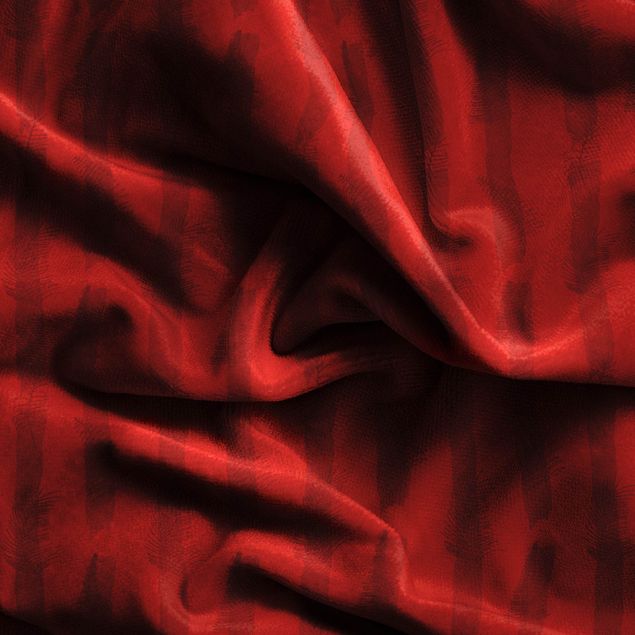 gordijnen patronen Fern Illustration With Stripes - Red